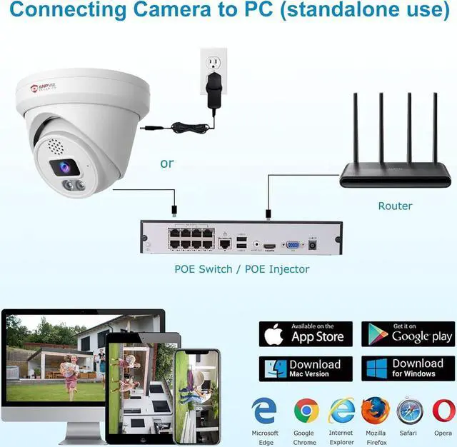 Alt view image 5 of 7 - Anpviz 6MP POE Camera, UltraHD IP Camera with Mic& Speaker, Smart Color Night Vision Security Turret Camera for Day& Night, AI Human& Vehicle Detection Dome Camera with 2.8mm Lens, MicroSD(U Series)