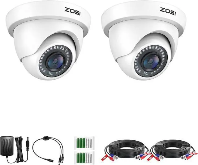 Main image of ZOSI 2Pack 2.0MP HD 1080P Security Cameras Kit, 80ft Night Vision, Indoor Outdoor Home CCTV Dome Cameras for 1080P/5MP/4K HD-TVI Analog DVR System