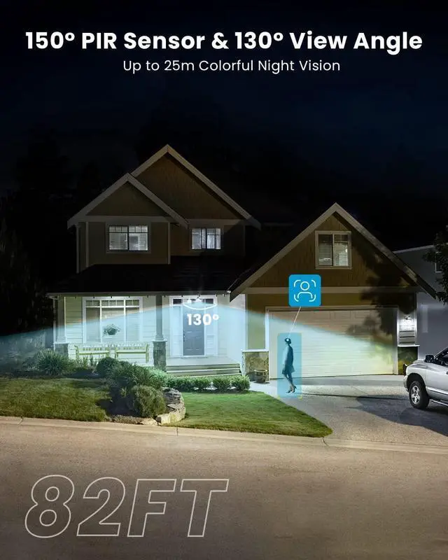Alt view image 4 of 7 - ieGeek Floodlight Camera Outdoor, 2K Wired Home Smart Security Cameras, 2.4G WiFi Flood Light Camera with Motion Sensor, Wiring 2600 Lumens Cam, Color Night Vision,Siren,2 Way Audio, Works with Alexa