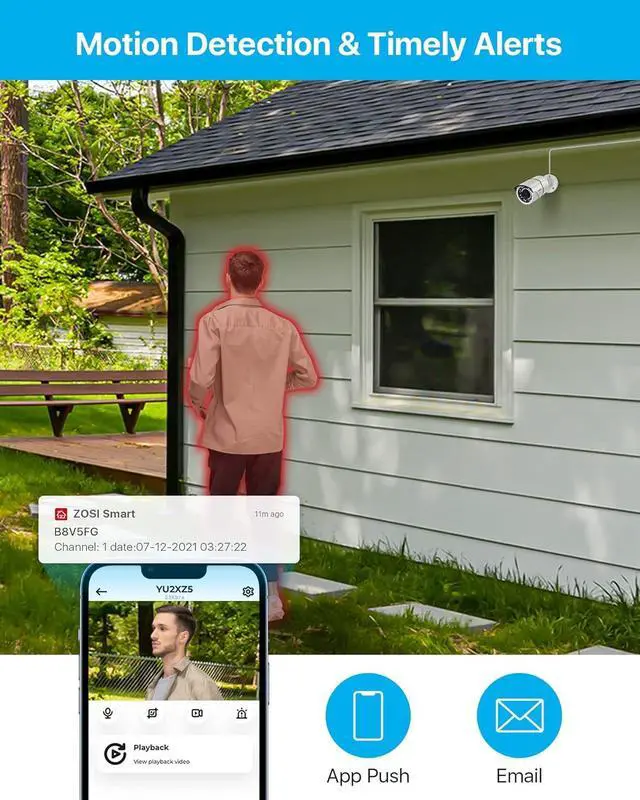 Alt view image 3 of 7 - Gadpiparty ZOSI 16CH 4K PoE Home Security Cameras System,H.265+ 16Channel 8MP NVR with 4TB HDD,6Pcs 5MP Outdoor Indoor PoE IP Bullet Camera,Color Night Vision,Motion Alert,IP66 Weatherproof,for 24/7