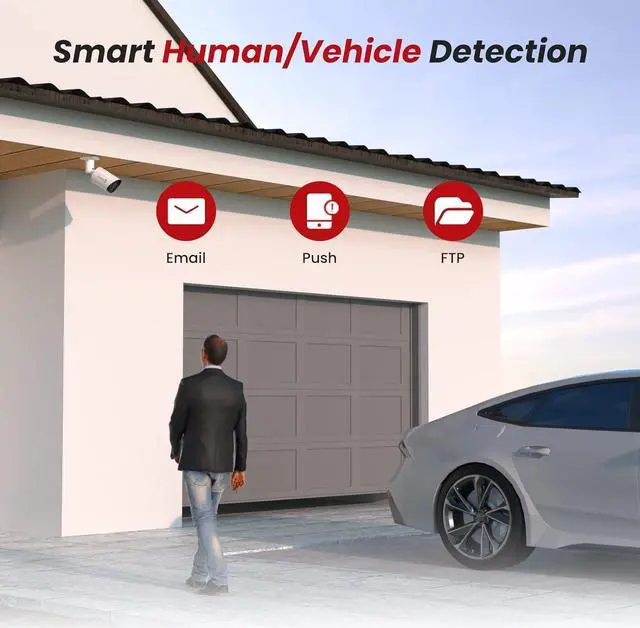 Alt view image 2 of 7 - Anpviz 6MP Bullet PoE IP Camera with Human & Vehicle Detection, Security IP Camera Outdoor Indoor, 100ft Smart Color Night Vision, 2.8mm Lens, MicroSD Slot(up to 256GB) for 24/7 Recording (U Series)