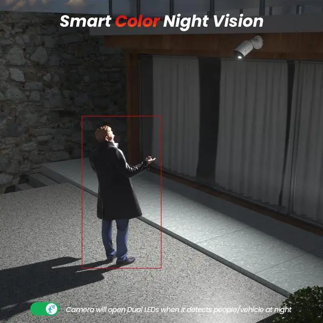 Alt view image 3 of 7 - Anpviz 6MP Bullet PoE IP Camera with Human & Vehicle Detection, Security IP Camera Outdoor Indoor, 100ft Smart Color Night Vision, 2.8mm Lens, MicroSD Slot(up to 256GB) for 24/7 Recording (U Series)