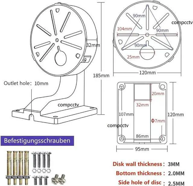 Alt view image 2 of 7 - Security Camera Mount Bracket, Aluminum Indoor Outdoor Wall Mount Bracket L-Type Bracket for CCTV Security Dome IP Camera Mounting,Universal outdoor Security Camera Junction Box Mount Bracket