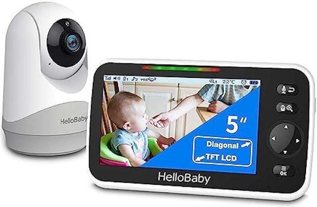 HelloBaby Monitor with Camera and Audio, 5'' Screen with 16-Hour