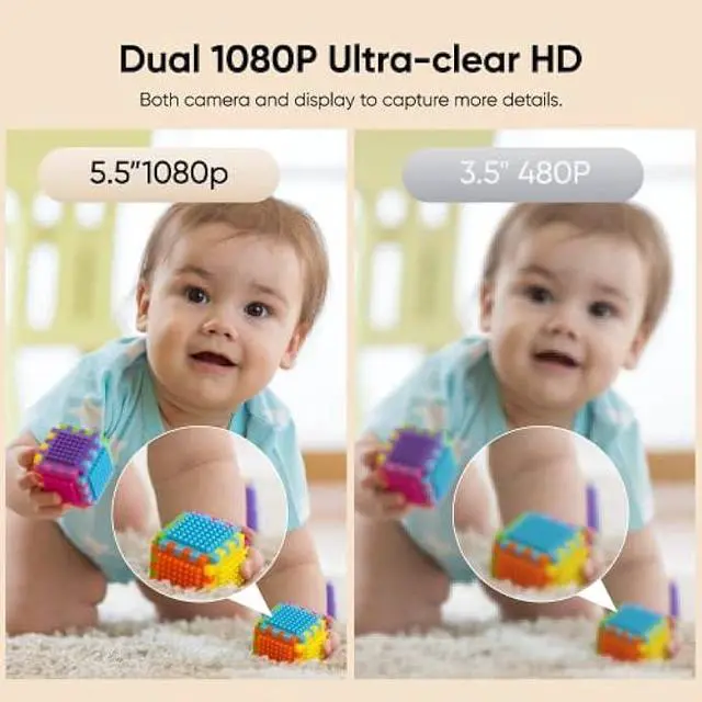 Alt view image 4 of 5 - bonoch Video Baby Monitor No WiFi, Local Storage+Playback, 1080p HD Camera&Display, Baby Monitor with Camera and Audio, 7800mAh, 1800ft Range, Motion&Sound Detection, Hack-Proof, Additional 110° Lens