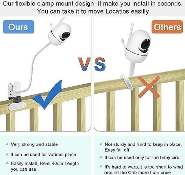 15.7 inches Baby Monitor Mount Compatible with HelloBaby HB65/HB66/HB248,(not  Compatible with HB6550) ANMEATE SM935E Baby Monitor Camera,Flexible Clip  Clamp Mount Long Gooseneck Arm 