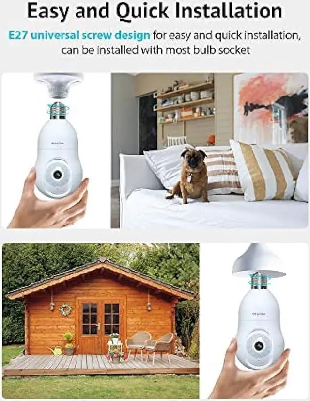 Alt view image 3 of 7 - LaView 4MP Bulb Security Camera 5G& 2.4GHz, 360°2K Security Cameras Wireless Outdoor Indoor Full Color Day and Night, Motion Detection, Audible Alarm, Easy Installation, Compatible with Alexa (2 Pack)