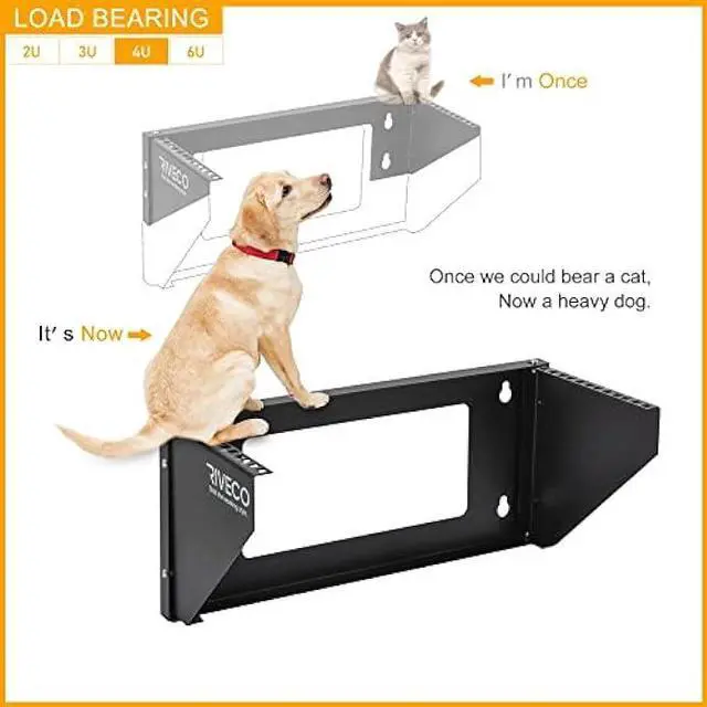 Alt view image 3 of 6 - RIVECO 4U Wall Mount Rack for Network| Reinforced Heavy Load 66-99 LBS Small Server Racks Vertical & Horizontal Mounting for 19 inches IT & Studio Equipment.