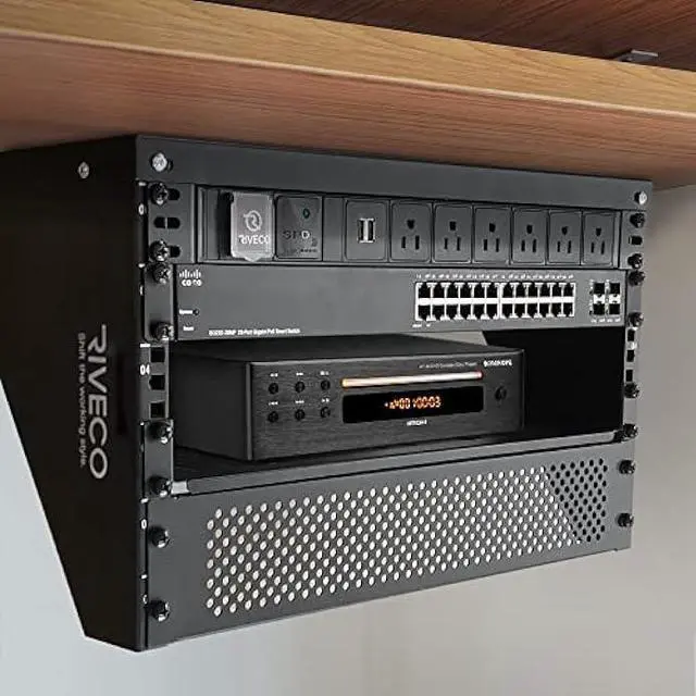 Alt view image 6 of 6 - RIVECO 4U Wall Mount Rack for Network| Reinforced Heavy Load 66-99 LBS Small Server Racks Vertical & Horizontal Mounting for 19 inches IT & Studio Equipment.