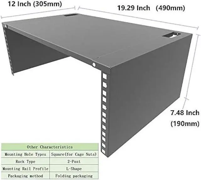 Alt view image 5 of 5 - Jingchengmei 4U Wall Mount Patch Panel Bracket with Top Cover- 12 inch Deep - 19 Patch Panel Rack for Shallow Network Equipment- 44lbs Capacity (JCM-OWMC4U)