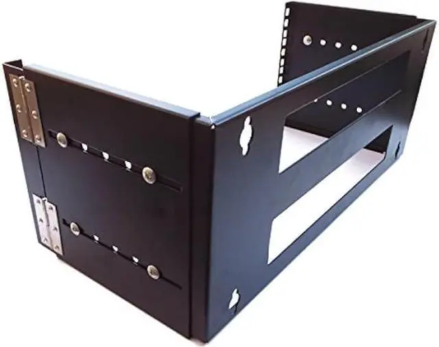 Alt view image 2 of 4 - 4U 19-Inch Hinged Extendable Wall Mount Bracket Network Equipment Rack - Black