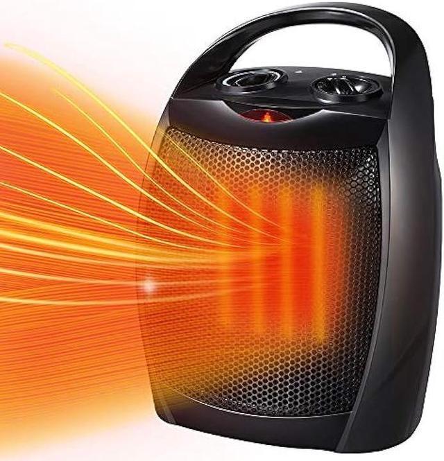 750w/1500w ceramic space heater, electric portable room heater with  adjustable thermostat and overheat protection for home bedroom or office,  etl