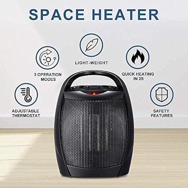  Kismile Small Electric Space Heater Ceramic Space Heater,Portable  Heater Fan for Office with Adjustable Thermostat and Overheat Protection  ETL Listed for Kitchen, 750W/1500W(Silver) : Home & Kitchen