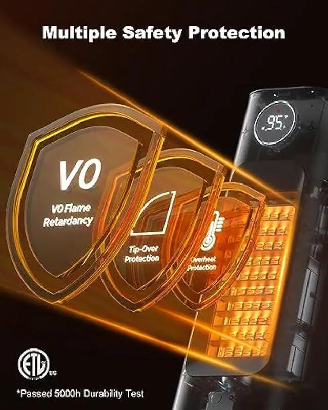 Alt view image 5 of 6 - Space Heater for Indoor Use, 1500W Fast Electric Portable Ceramic Heaters with Thermostat, 4 Modes, 24H Timer, 70°Oscillating Room Heater with Remote for Office Bedroom Use, 2023 Upgraded