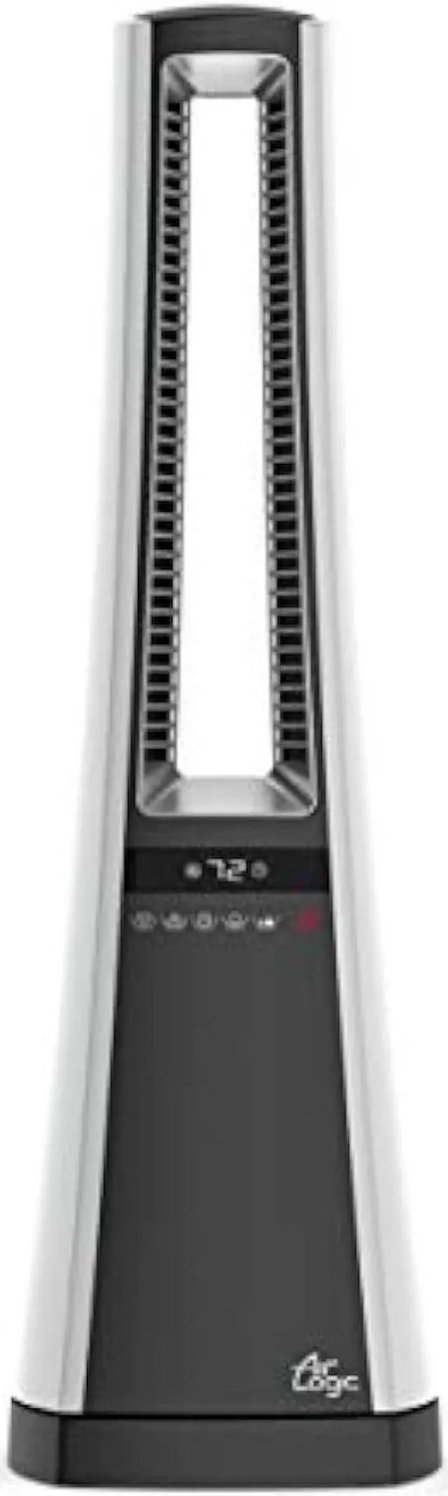 Alt view image 2 of 6 - Lasko Oscillating Bladeless Ceramic Tower Space Heater for Home with Enhanced Safety, Adjustable Thermostat, Filter, Timer and Remote Control, 27 Inches, Silver, 1500W, AW300