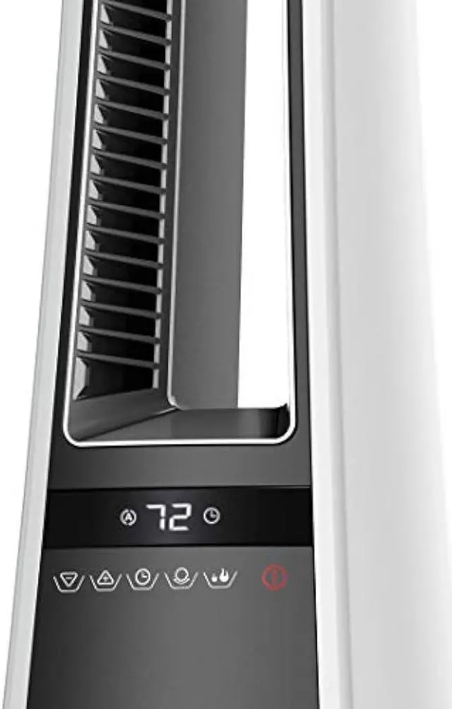 Alt view image 3 of 6 - Lasko Oscillating Bladeless Ceramic Tower Space Heater for Home with Enhanced Safety, Adjustable Thermostat, Filter, Timer and Remote Control, 27 Inches, Silver, 1500W, AW300