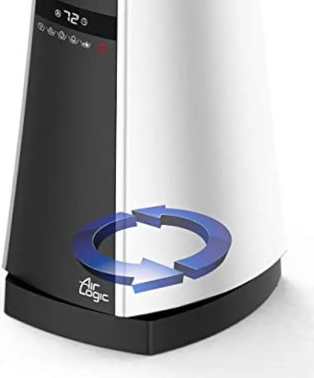 Alt view image 4 of 6 - Lasko Oscillating Bladeless Ceramic Tower Space Heater for Home with Enhanced Safety, Adjustable Thermostat, Filter, Timer and Remote Control, 27 Inches, Silver, 1500W, AW300