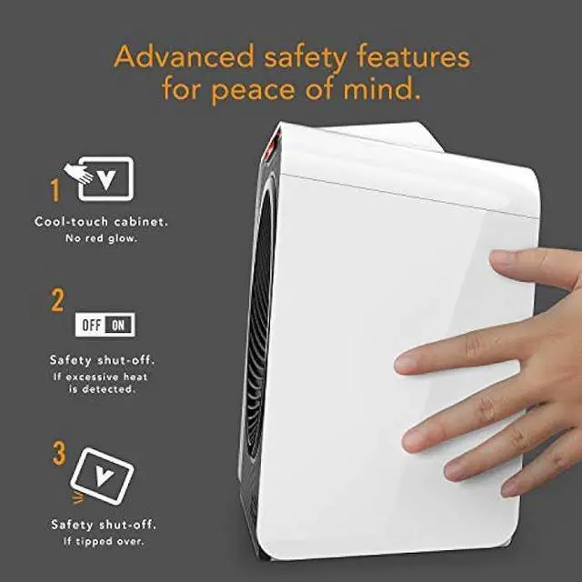 Alt view image 5 of 5 - Vornado Velocity 5 Whole Room Space Heater with Auto Climate Control, Timer, and Safety Features, White, Large