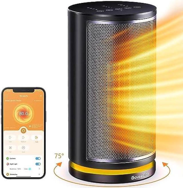 GoveeLife Smart Space Heater, Electric Space Heater with Thermostat, Wi-Fi  & Bluetooth App Control, Works with Alexa & Google Assistant, 1500W Ceramic
