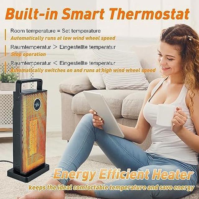 Space Heater, 1500W Flameless Portable Heater With 12 Hour Timer