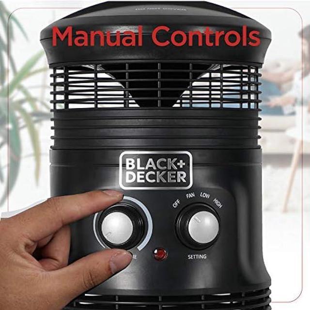  BLACK+DECKER Electric Heater, 360° Surround Portable Heater,  Mini Heater with Fan & Adjustable Thermostat, Space Heater with 3 Settings  & Manual Controls : Home & Kitchen
