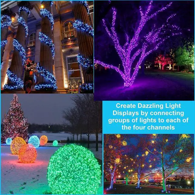 Alt view image 6 of 7 - 4 Channel Light Controller for Holiday Lights, Christmas Lights, Outdoor Decorations. Create Dazzling Light Displays with Multiple Functions, Chasing, Twinkle, Shooting Star, Stacking, Sparkle etc.