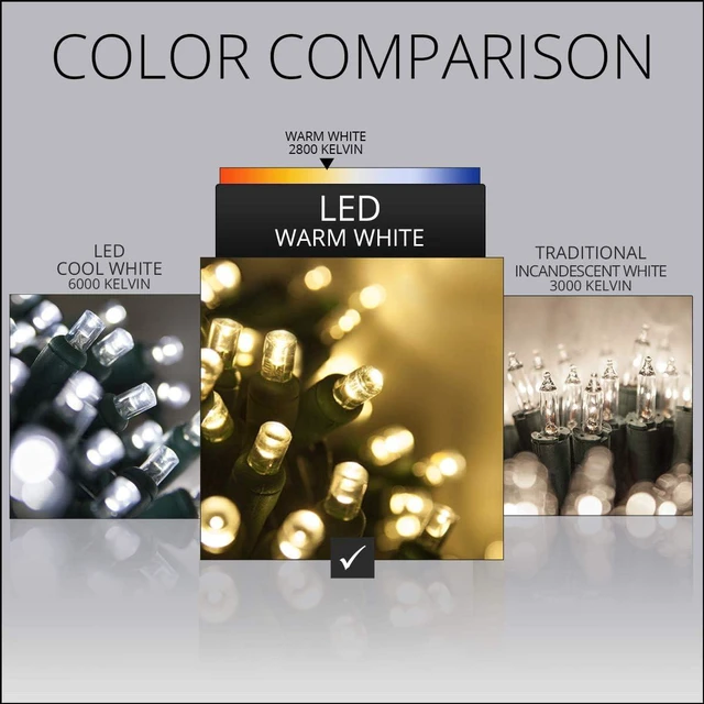 Alt view image 6 of 7 - Wintergreen Lighting Set of 100 Warm White LED Net Lights - Christmas Outdoor Decorations, Green Wire (4 x 6 ft, 5mm Lights)