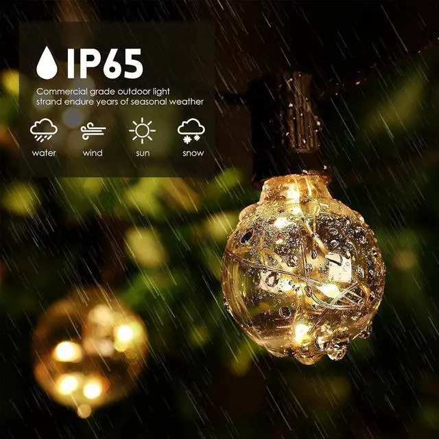 Alt view image 4 of 7 - 30FT LED Outdoor String Lights, G40 Globe Patio Lights with 24 Colors Color Changing and 128 Modes, Dimmable Waterproof Connectable Outdoor Light for Outside Backyard Porch Balcony Party Decoration