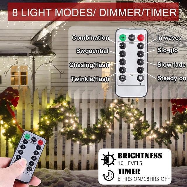 TURNMEON 5 Pack Christmas String Lights,Timer,Remote,8 Modes