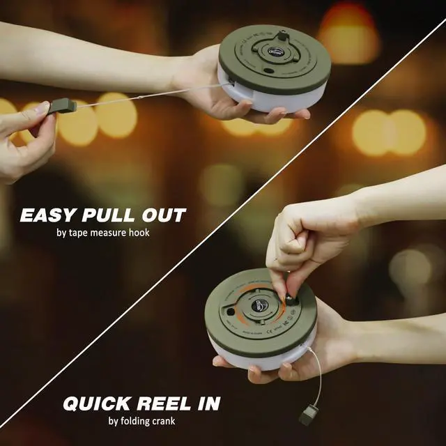 Alt view image 5 of 6 - DIBMS 1-Pack Camping String Light w/Lamp, 32.8FT Rechargeable Waterproof LED Hanging Light for Outdoor Camping Awning Tent Garden Party Festival Decor