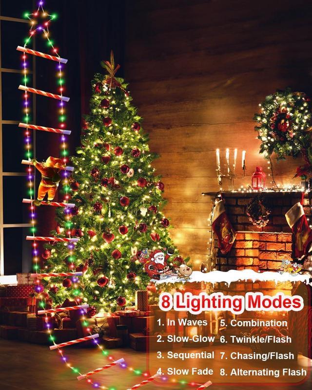 MEEARO Christmas Decorations Outside - 10ft Outdoor Christmas Decorations  Ladder Lights with Santa Claus & Remote, Solar Christmas Lights for Outdoor  Indoor Window Porch Wall Xmas Tree Decor 