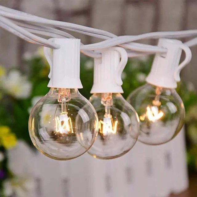 Main image of Afirst White Outdoor String Lights 50FT with 53 Glass Bulbs Waterproof Patio Lights for Wedding Home Garden Backyard Party