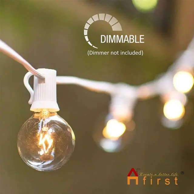 Alt view image 3 of 7 - Afirst White Outdoor String Lights 50FT with 53 Glass Bulbs Waterproof Patio Lights for Wedding Home Garden Backyard Party
