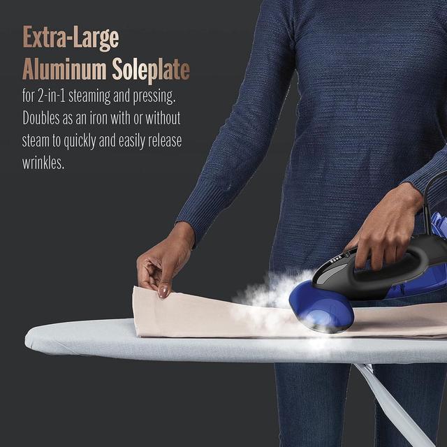 Alt view image 6 of 7 - 2-in-1 Handheld Steamer and Iron for Clothes, Turbo ExtremeSteam 1875W Garment Steamer and Clothing Iron,Black / Blue