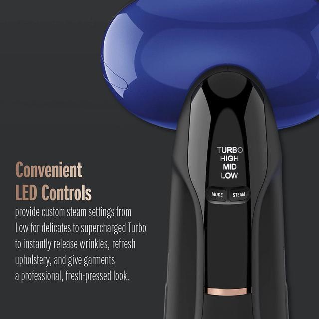 Alt view image 4 of 7 - 2-in-1 Handheld Steamer and Iron for Clothes, Turbo ExtremeSteam 1875W Garment Steamer and Clothing Iron,Black / Blue