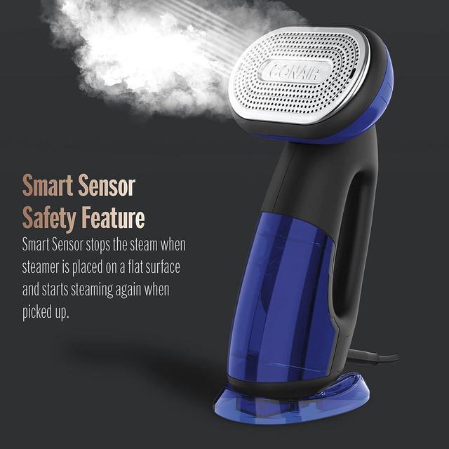 Alt view image 5 of 7 - 2-in-1 Handheld Steamer and Iron for Clothes, Turbo ExtremeSteam 1875W Garment Steamer and Clothing Iron,Black / Blue