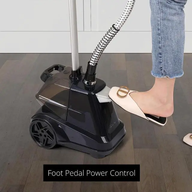 Alt view image 3 of 7 - Heavy Duty Commercial Full-Size Garment Steamer with Foot Pedals and Extra Large 3L (101.5 oz) Water Tank, 1800 watts of Poweful Steam (Navy)