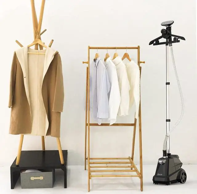 Alt view image 5 of 7 - Heavy Duty Commercial Full-Size Garment Steamer with Foot Pedals and Extra Large 3L (101.5 oz) Water Tank, 1800 watts of Poweful Steam (Navy)