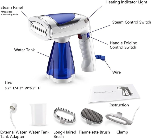 Alt view image 4 of 5 - 1600-Watt Garment Steamer for Clothes, Portable & Foldable, Fast Heat Up in 30s, Travel Steamer with 3 Brushes