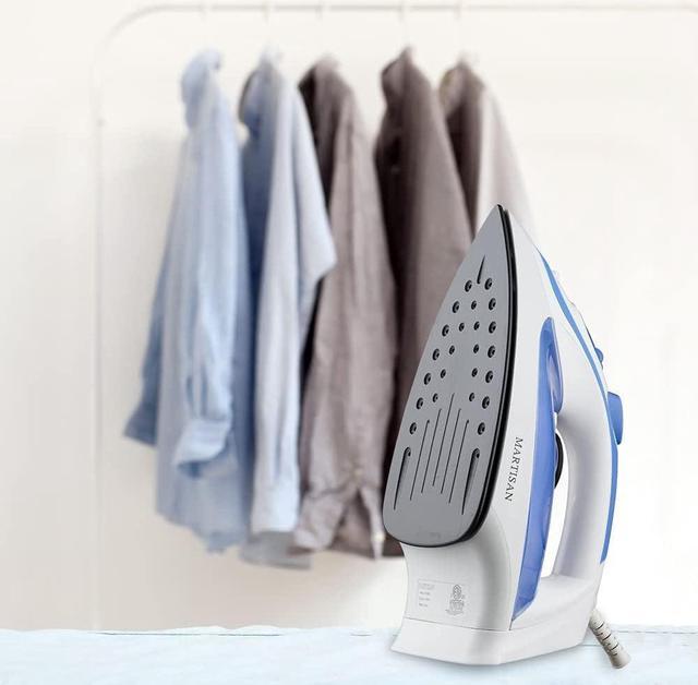 Steam Iron for Clothes, Non-stick Soleplate Iron, Variable Temperature and  Steam Control, Self-Cleaning Function, Normal Size, Blue, MARTISAN product