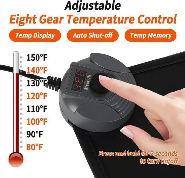 Alt view image 2 of 7 - Mymyth Heated Desk Pad, Warm Mouse Pad, Foot Warmer - 8 Speeds Heated Control with Digital Display - 31.5×17.5 Extended Edition Gaming Mouse Mat - Auto Shutoff