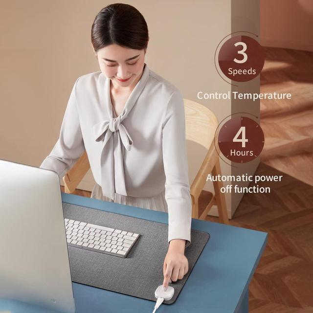  Heated Desk Pad, 3 Levels Heating & 4 Hours Auto Shut-Off, PU  Leather Heated Larger Mouse Keyboard Pad, Home&Office Desk Accessories for  Women Men, 31.5 x 13in（Grey） : Office Products