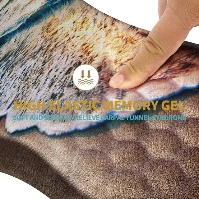 Alt view image 3 of 6 - Ergonomic Mouse Pad Wrist Support with Massage Design Wrist Rest Pain Relief Mousepad with Memory Foam&Non-Slip PU Base Mouse Pads for Wireless Mouse & Desk (12x8 inch Sunrise Beach)