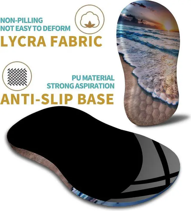 Alt view image 6 of 6 - Ergonomic Mouse Pad Wrist Support with Massage Design Wrist Rest Pain Relief Mousepad with Memory Foam&Non-Slip PU Base Mouse Pads for Wireless Mouse & Desk (12x8 inch Sunrise Beach)