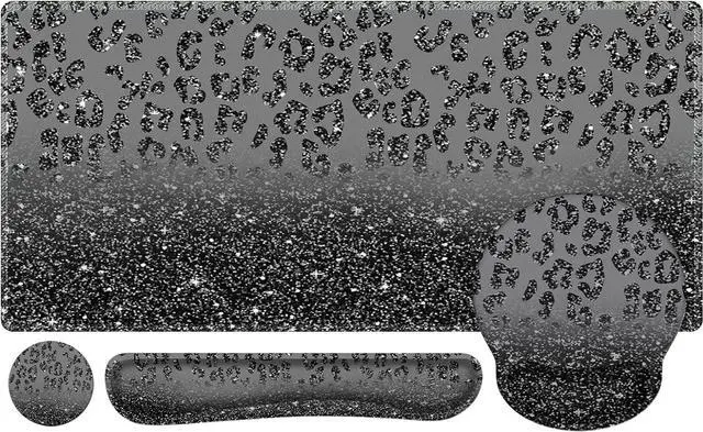 Main image of iLeadon Mouse Pad Set, 4in1 Ergonomic Desk Mat with Wrist Rest | Keyboard Wrist Rest and Coaster Set with Mouse Pad, Desk Pad Mat and Keyboard Pad for Home Office, Black Leopard