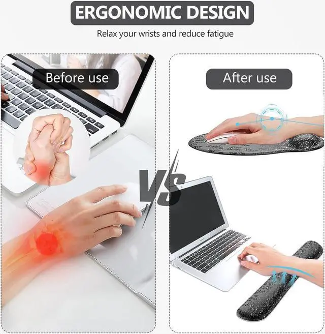 Alt view image 3 of 7 - iLeadon Mouse Pad Set, 4in1 Ergonomic Desk Mat with Wrist Rest | Keyboard Wrist Rest and Coaster Set with Mouse Pad, Desk Pad Mat and Keyboard Pad for Home Office, Black Leopard