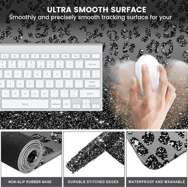 Alt view image 5 of 7 - iLeadon Mouse Pad Set, 4in1 Ergonomic Desk Mat with Wrist Rest | Keyboard Wrist Rest and Coaster Set with Mouse Pad, Desk Pad Mat and Keyboard Pad for Home Office, Black Leopard