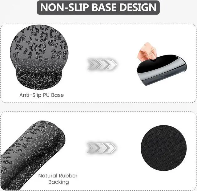 Alt view image 6 of 7 - iLeadon Mouse Pad Set, 4in1 Ergonomic Desk Mat with Wrist Rest | Keyboard Wrist Rest and Coaster Set with Mouse Pad, Desk Pad Mat and Keyboard Pad for Home Office, Black Leopard