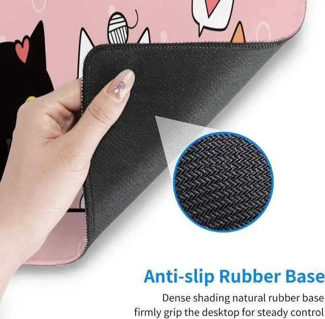 Alt view image 7 of 7 - Pink Cute Kittens Cat Gaming Mouse Pad XL, Non Slip Rubber Base Mousepad, Stitched Edges Desk Pad, Extended Large Mice Pad,31.5 X 11.8 Inch