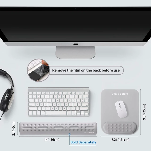 Alt view image 2 of 7 - Superfine Fiber Soft Memory Foam Ergonomic Mouse Pad with Wrist Rest Support, Comfortable Large Gray Mousepad with Non-Slip Base for Computer, Gaming, Office, etc